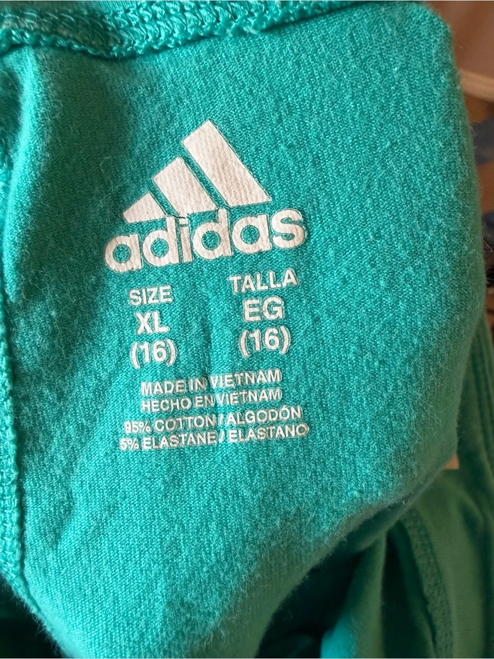 Adidas Girls Leggings XL 16 Teal Black Logo Athletic Activewear Pants Cotton